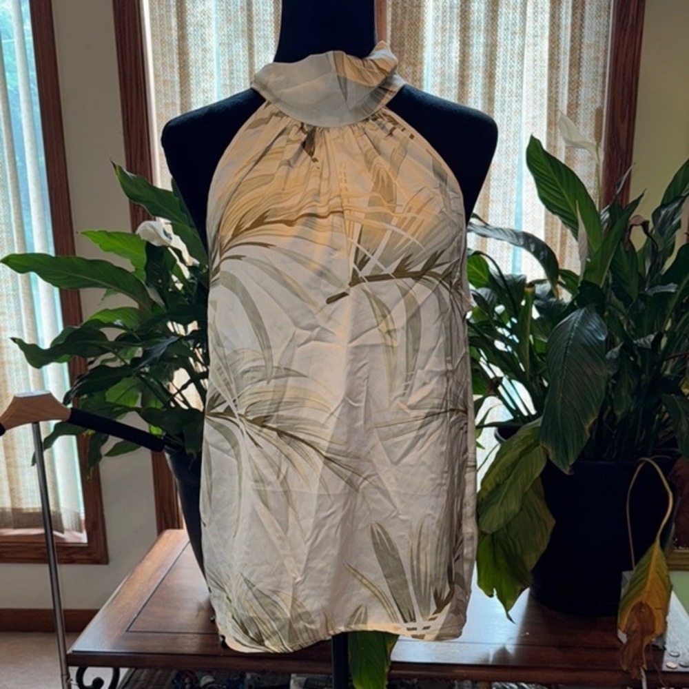 Rachel Zoe Cream and Green Halter Blouse